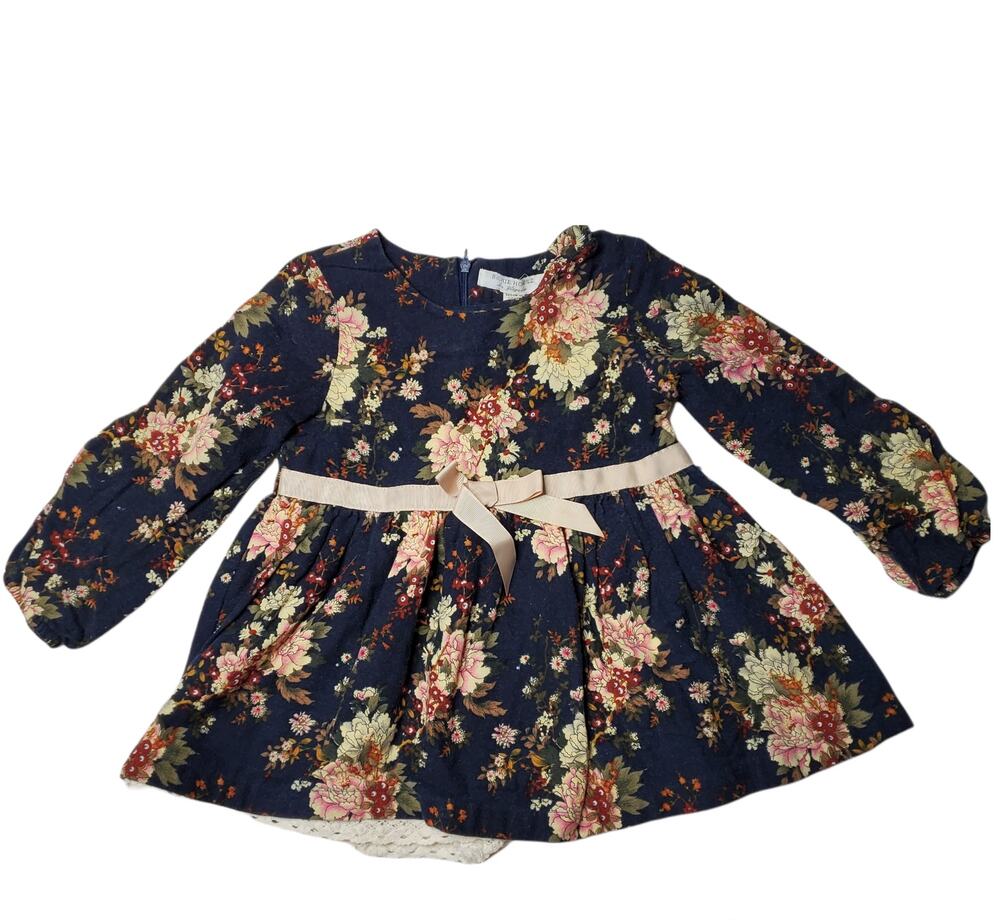Richie House Floral Long Sleeve Toddler Girl Dress Crochet Bottom Layer 3 1253